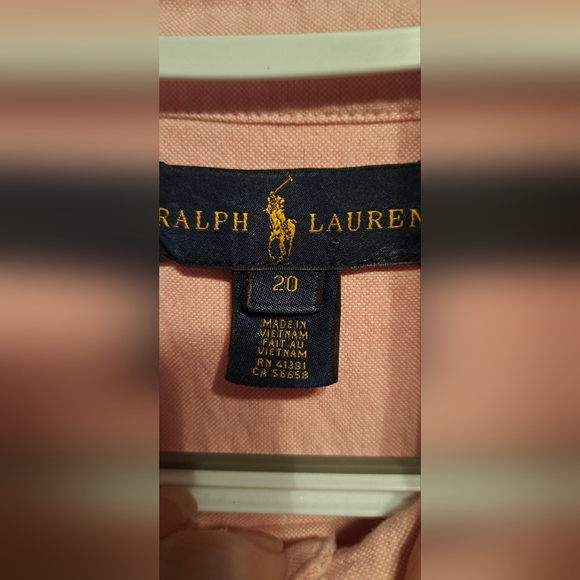 Boys Ralph Lauren Classic Fit Solid Pink Button Down 100% Cotton Shirt XL (20) - Picture 6 of 6